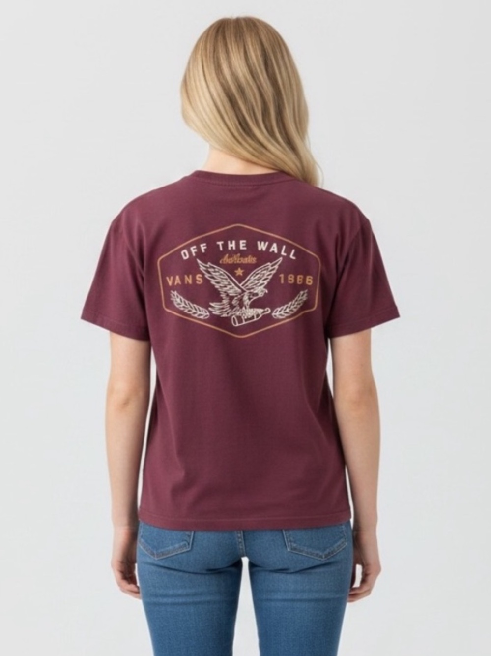 Vans Women's Maroon Original Classic Graphic Tee Size L